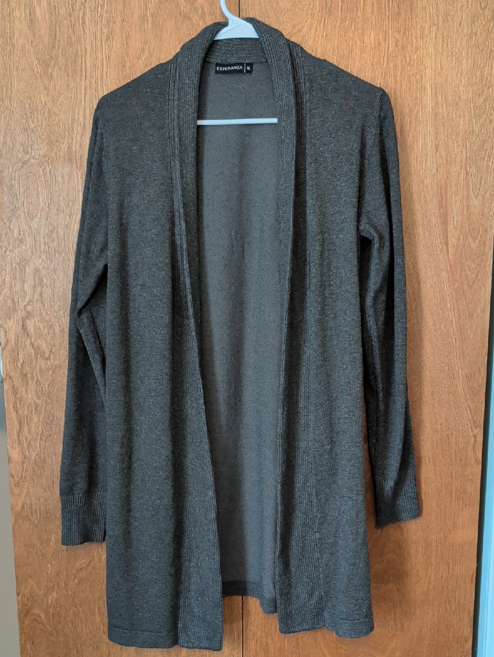 Esperanza Open-Front Long Cardigan - Charcoal Gray